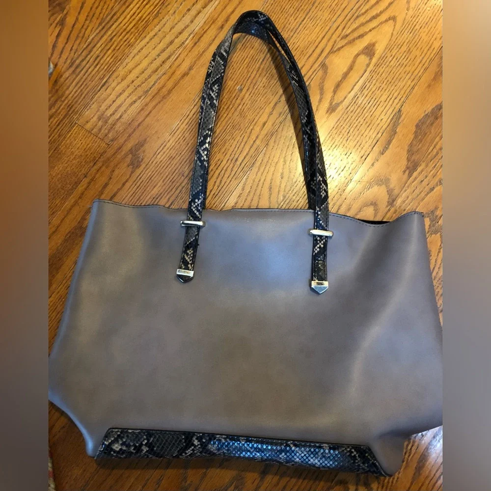 KATE LANDRY Snake Skin Bottom & Handle Leather Purse Bag